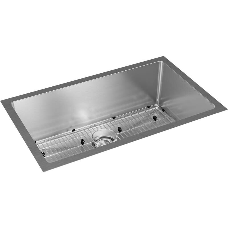 Elkay Crosstown 16 Gauge Stainless Steel 32-1/2" x 18" x 10", Single Bowl Undermount Sink Kit