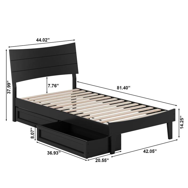 Phoenix Wood Platform Bed with Storage Drawers