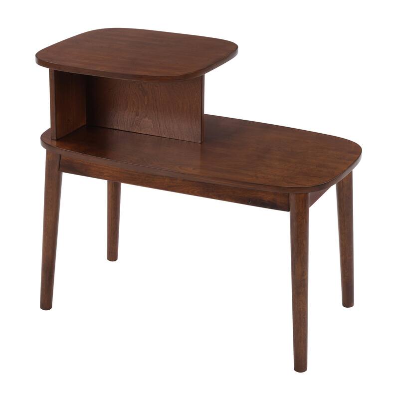 End Table with Two Tiered Shelving for Sofa Side Storage, Stylish Accent Side Table for Storage - 28