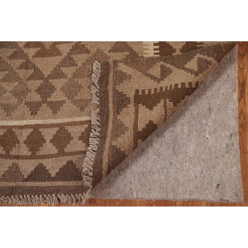 Brown Kilim Oriental Area Rug Hand-woven Bedroom Wool Carpet - 4'11" x 6'9"