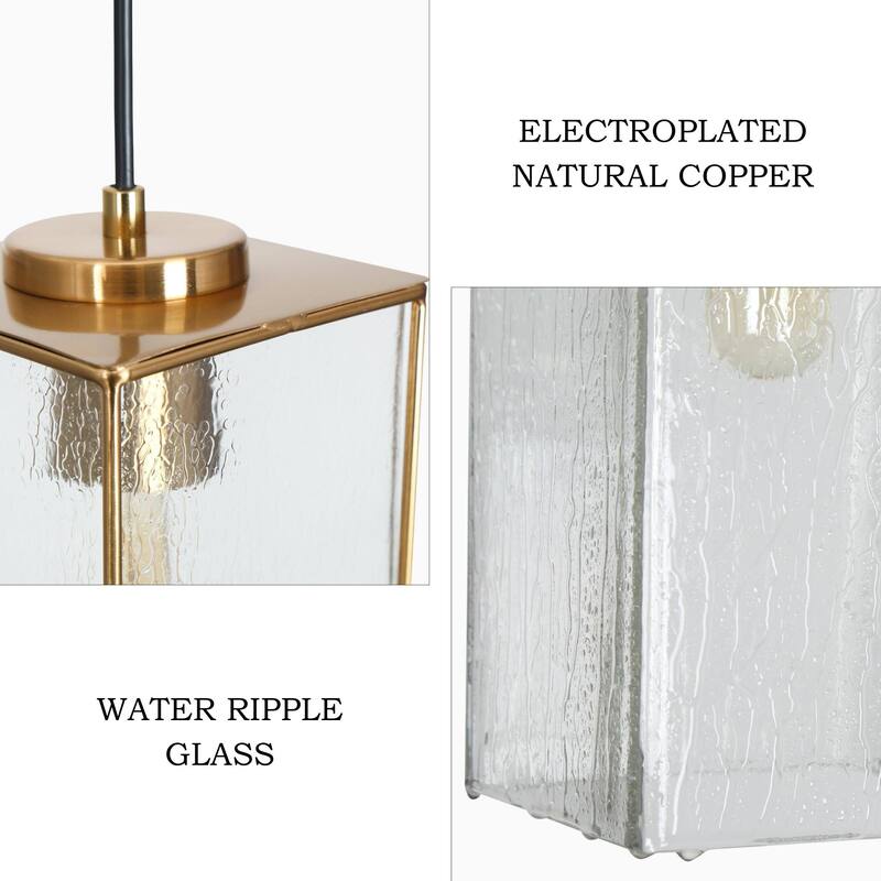 Elegant Gold 1-Light Modern Water Rippled Glass Kitchen Island Pendant Light for Dining Room - 5"W x 13.5"H