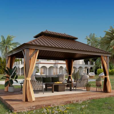 GAZEBEST 12' X 16' Permanent Hardtop Gazebo, Outdoor Gazebo Canopy