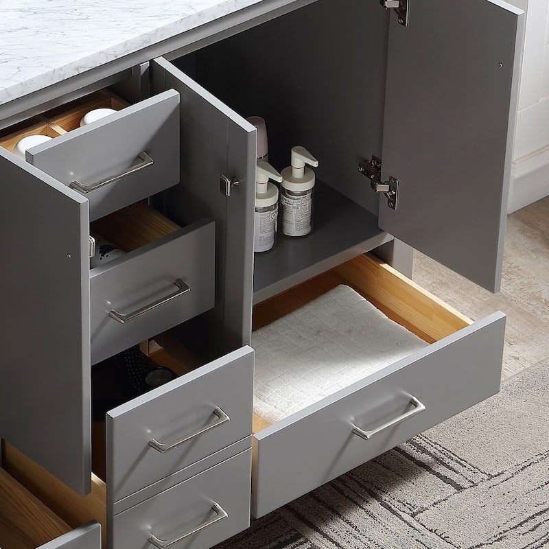 BATHLET 60 inch Quartz Countertop Double Sink Bathroom Vanity Set