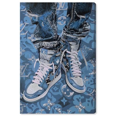 Blue Dreams Sneakers Canvas by Art Remedy, Gallery Wrapped