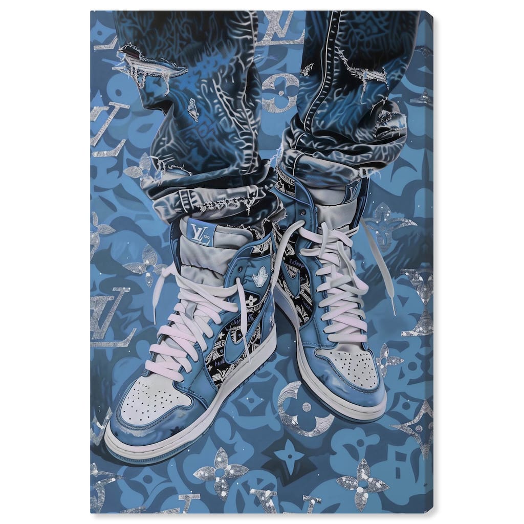 Blue Dreams Sneakers Canvas by Art Remedy, Gallery Wrapped