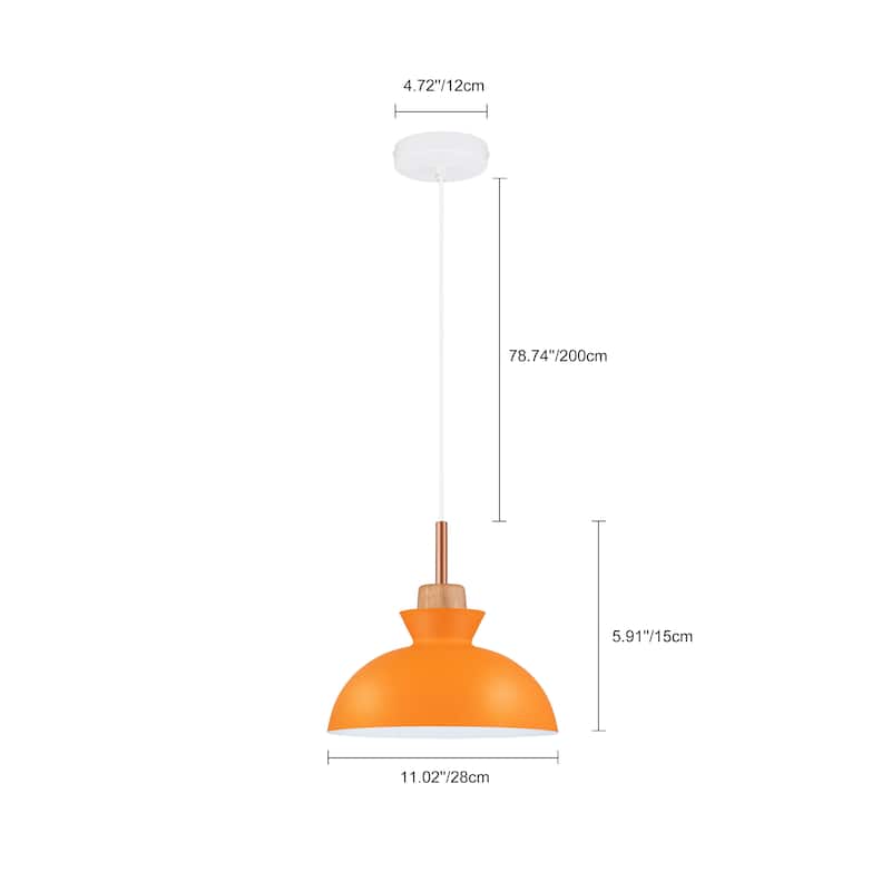 1-Light 11 in. Modern Bowl Dome Pendant Kitchen Island Lighting
