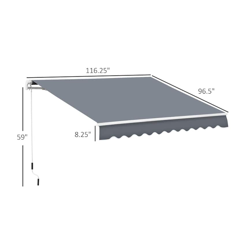 Outsunny 10' x 8' Manual Retractable Awning Sun Shade Shelter for Patio Deck Yard with UV Protection and Easy Crank Opening