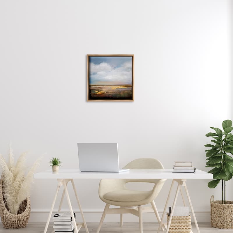 Stupell Calm Landscape & Clouds Framed Floater Canvas Wall Art Design By Karen Hale