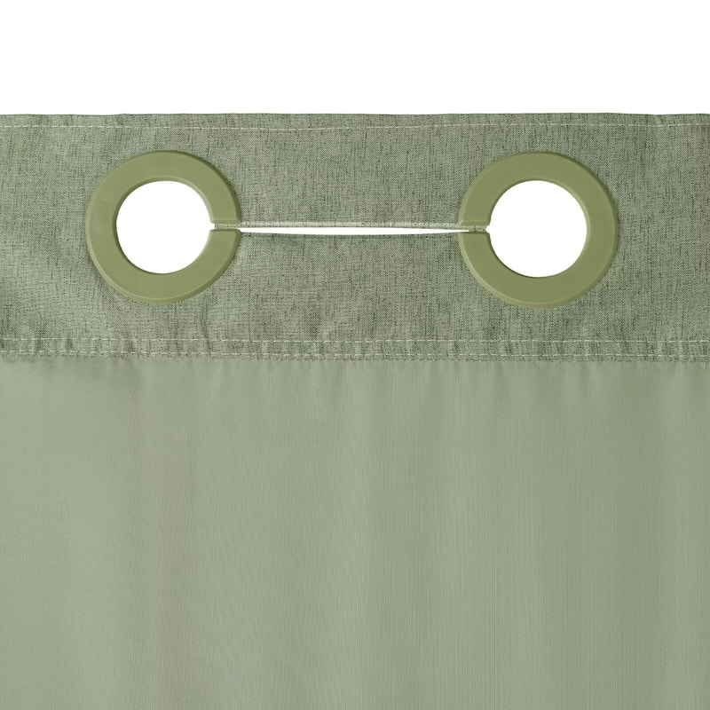 No Hook Linen Texture Shower Curtain with Snap-in Liner
