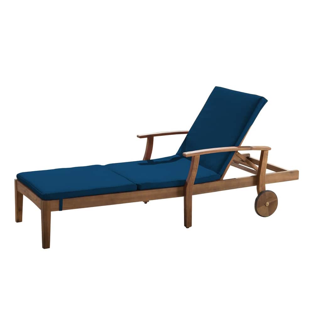 Perla Outdoor Acacia Wood Chaise Lounge with Cushion by Christopher Knight Home