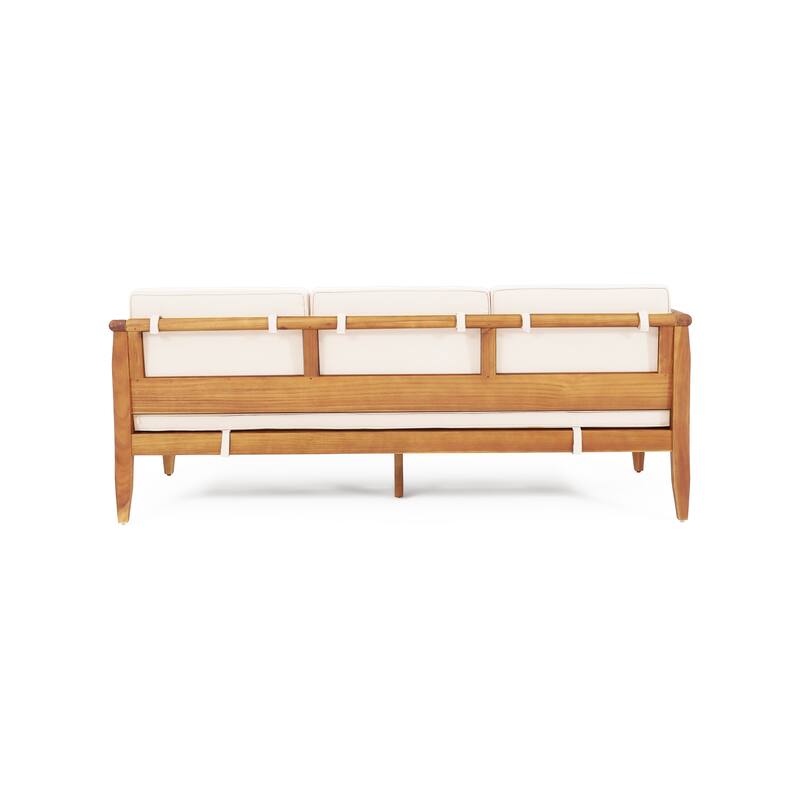 Aston Outdoor Acacia Wood 3 Seater Sofa by Christopher Knight Home