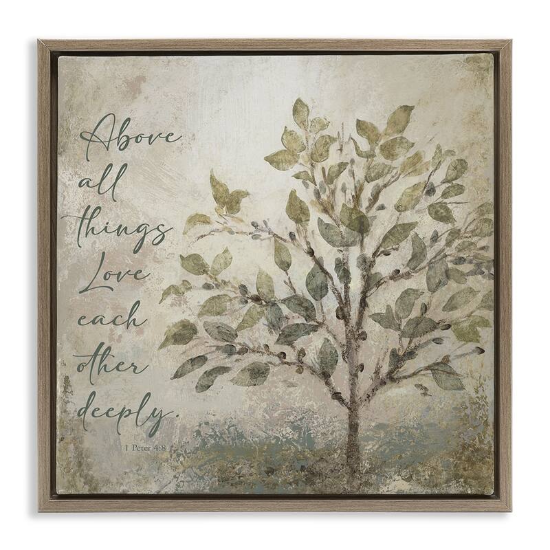 Stupell Rustic Love Each Other Deeply Framed Floater Canvas Wall Art Design By John Spaeth - 18 x 18 - Brown