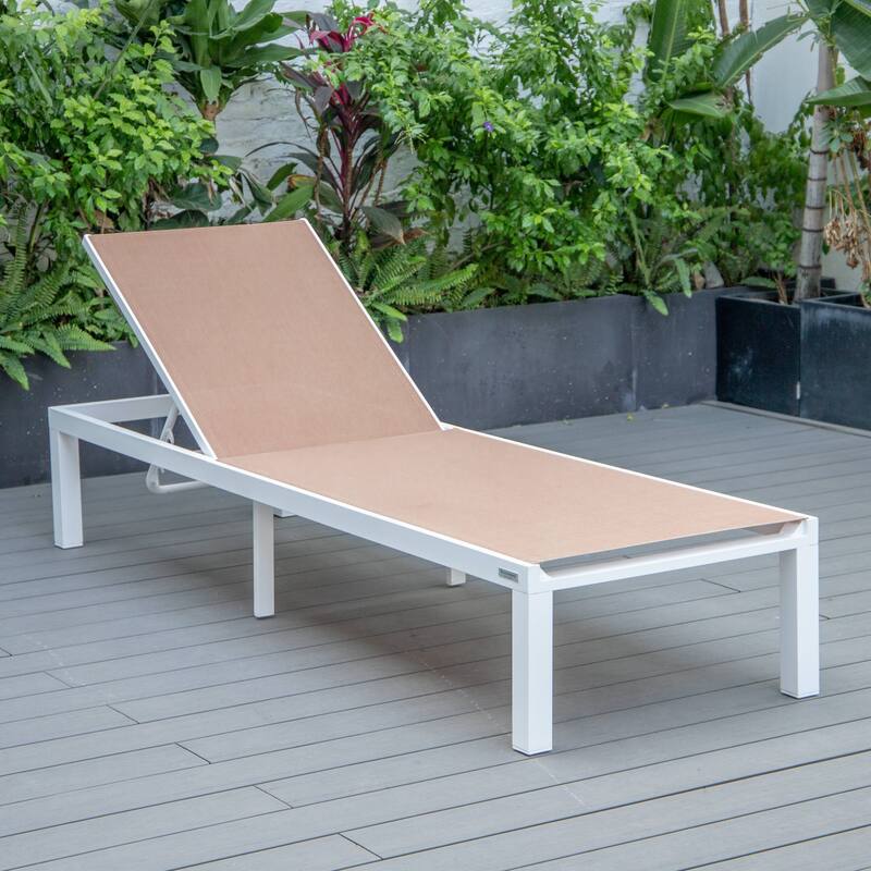 Aluminum Beach Pool Sun Lounge Chair Sling Mesh Fabric Reclining Stackable Lounger Chair