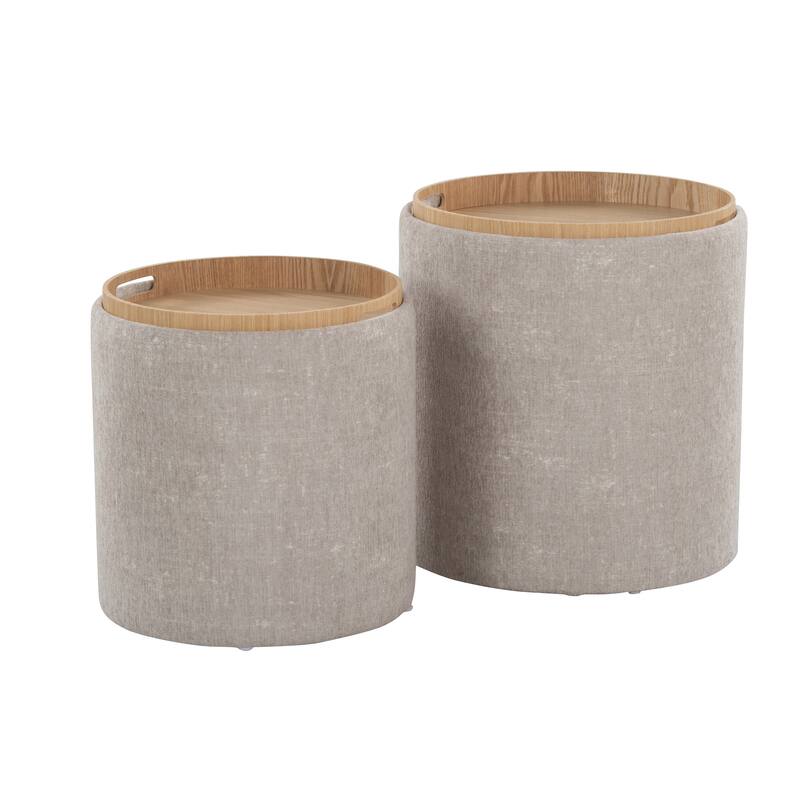 Carson Carrington Astrid Tray Top Nesting Ottoman Set - Light Brown