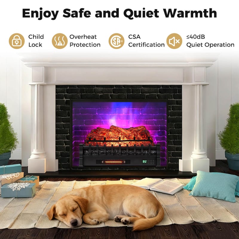 Costway 26” WiFi Infrared Quartz Electric Fireplace Insert Logs Heater - See Details