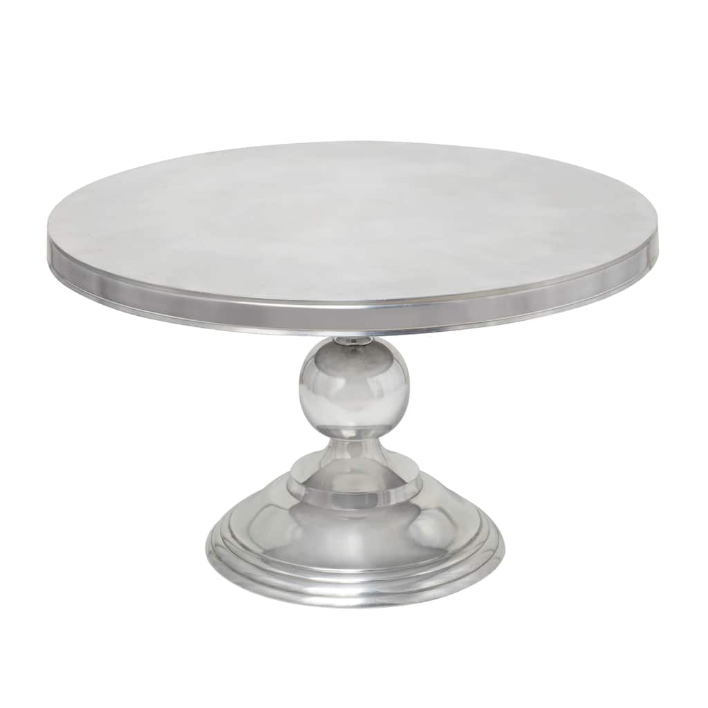 Aluminum Metal Sleek Ball Centered Base Coffee Table - Silver - Roche River Decor - 30"Wx30"Lx19"H