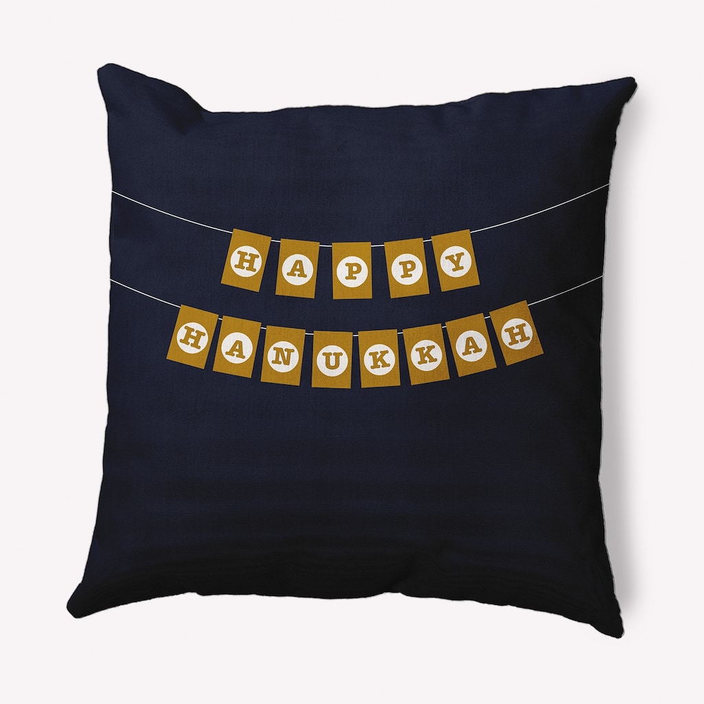 Banner Day Hanukkah Soft Spun Polyester Decorative Throw Pillow