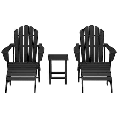 Aderson Outdoor Poly Adirondack Chair with Side Table and Ottoman 5-Piece Set
