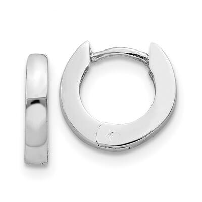 Diamond2Deal 14k White Gold Polished Round Hinged Hoop Earrings (L-6mm, W-2mm)