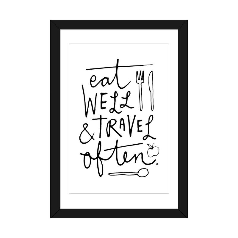 iCanvas "Eat Well Travel Often" by The Love Shop - Black - 32x24x1
