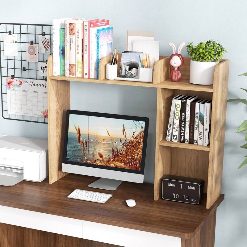 Costway Desk Bookshelf Desktop Storage Organizer Display Shelf Rack