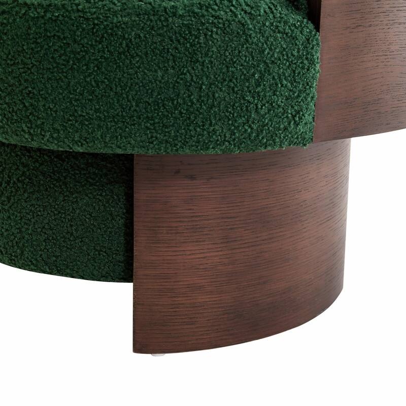 Modern 32'' Curved Sculptural Swivel Barrel Chair, 360° Swivel Base, Upholstered Accent Chair