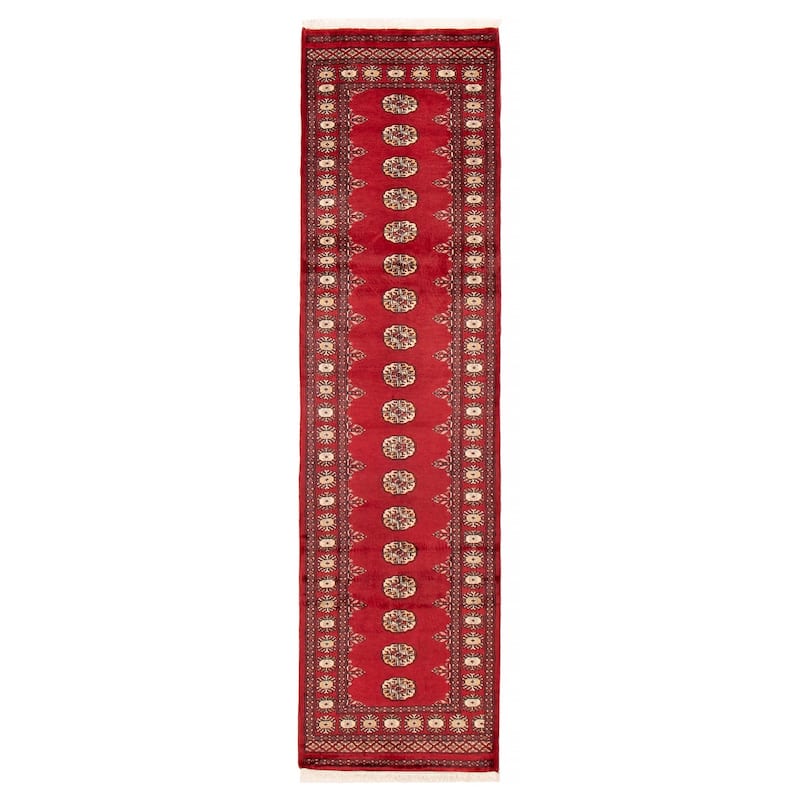 ECARPETGALLERY Hand-knotted Peshawar Bokhara Red Wool Rug - 2'7 x 9'9 - 2'7 x 9'9 - Red