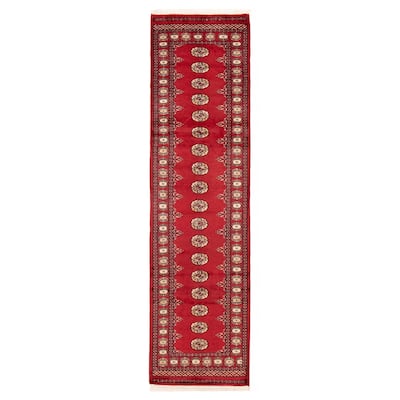 ECARPETGALLERY Hand-knotted Peshawar Bokhara Red Wool Rug - 2'7 x 9'9
