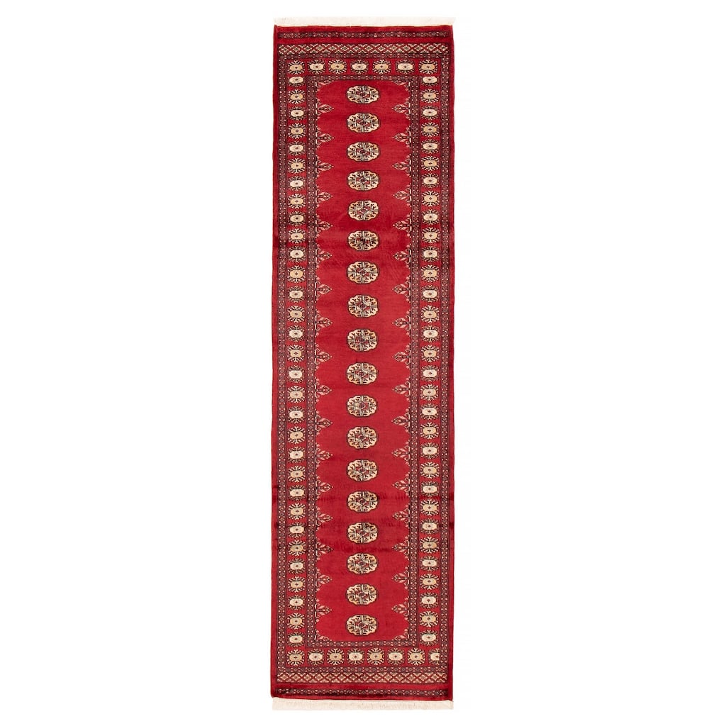 ECARPETGALLERY Hand-knotted Peshawar Bokhara Red Wool Rug - 2'7 x 9'9
