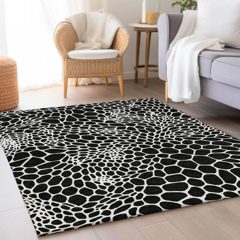Premium Washable Super Soft Contempory Prints Mayfield Rug - Black - 2'6" x 3'10"