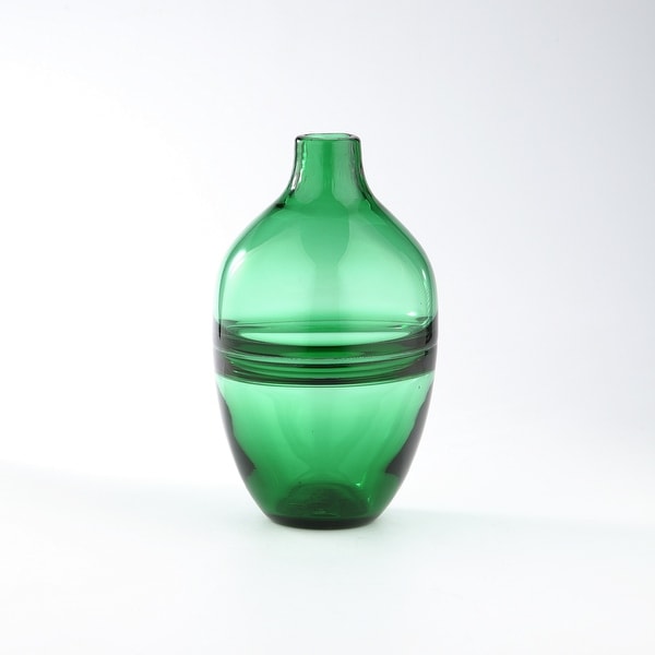 10” Translucent Green Hand Blown Glass Bud Vase - N/A