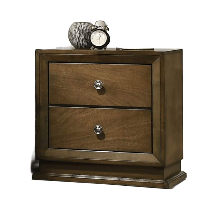 Walnut 1pc Nightstand Bedroom Rubberwood Bedside Table Bronze Metal Knob Furniture