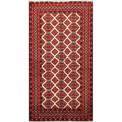 Traditional Geometric Balouch Persian Wool Area Rug Hand-knotted - 3'3" x 5'8"