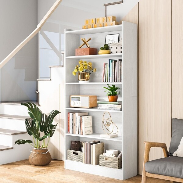 6 Tier Open Bookcase 72 inches Large Tall Bookshelf