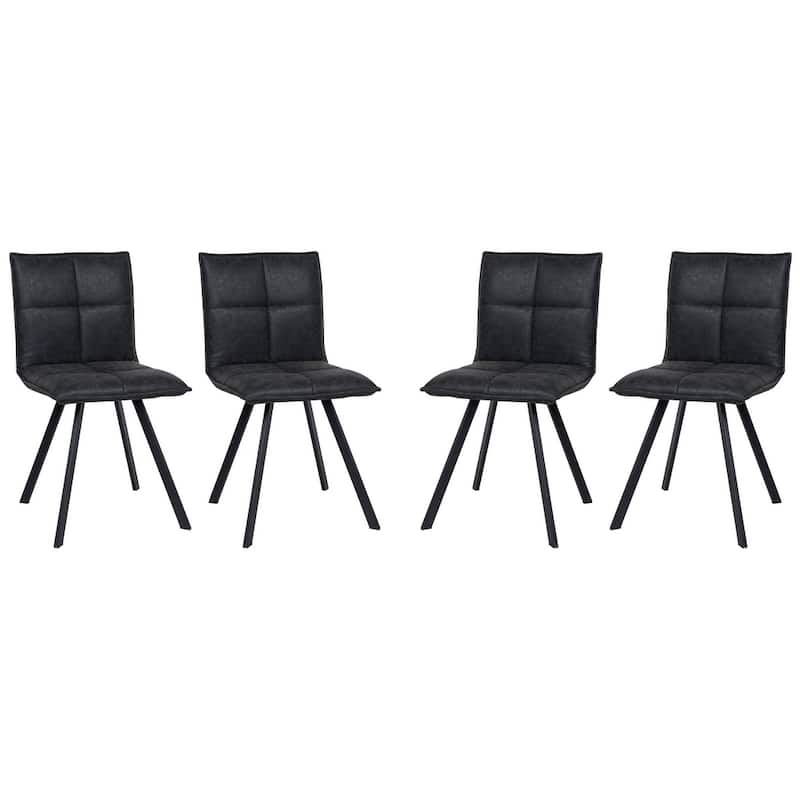 Wesley Modern Leather Dining Chair With Metal Legs Set of 4 by LeisureMod