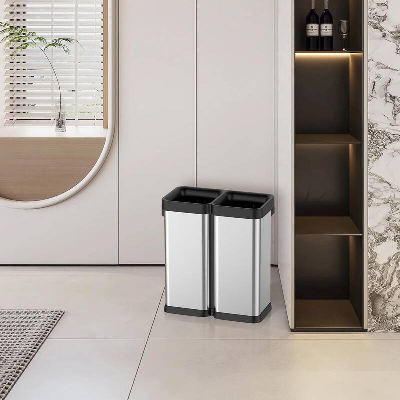Kitchen Trash Can, Dual Compartment Sorting Recycling Trash Can Bed