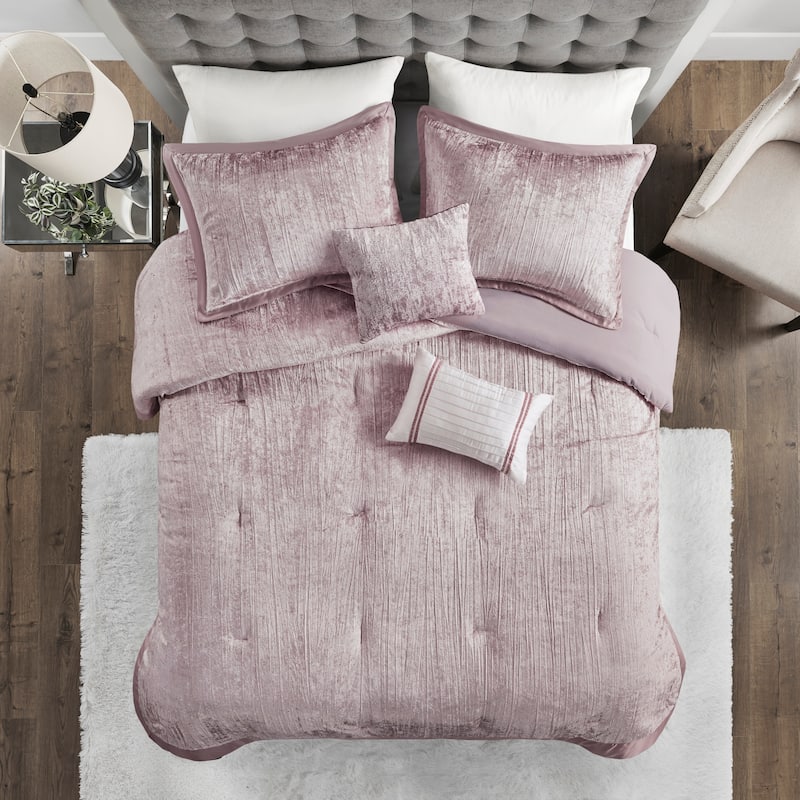 Madison Park Reagan 5 Piece Crinkle Velvet Comforter Set