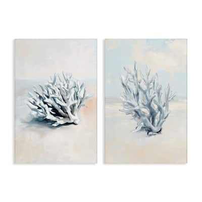 Stupell Faded White Coral Branches Canvas Wall Art Design By Ramona Murdock (Set of 2)
