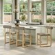 preview thumbnail 21 of 35, Corvus Caen Teddy Fabric Bar Stools with Wood Legs (Set of 2)