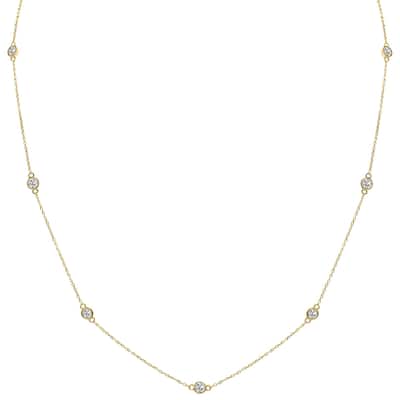 Marquee 1 Carat TW Bezel Set Lab Grown Diamond Station Necklace in 14K Yellow Gold