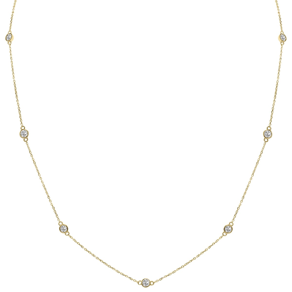 Marquee 1 Carat TW Bezel Set Lab Grown Diamond Station Necklace in 14K Yellow Gold