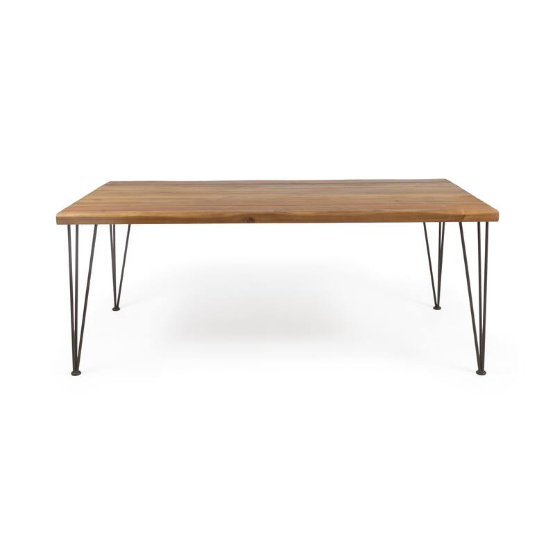Christopher Knight Home Zion Acacia Wood 72-Inch Dining Table - teak finish + rustic metal