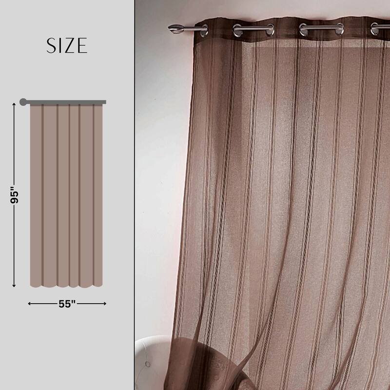 Sheer Curtain Extra Wide Window Panel with Stripes Light & Airy Drapery