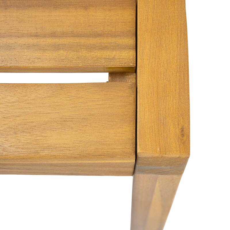 Roomfitters Outdoor Acacia Wood Dining Side Chairs, Patio Kitchen Seating Set of 2, Teak Finish