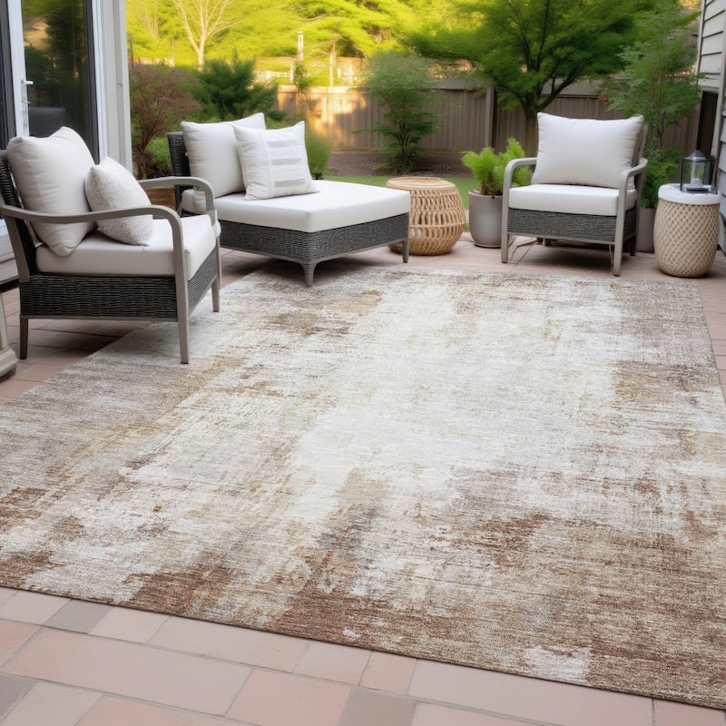 Machine Washable Indoor/Outdoor Abstract Solid Chantille Rug