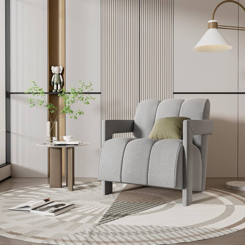26.3'' Modern Minimalist Leisure Armchair Set of 2 with L-Shaped Armrests, Polyester Fabric for Living Room