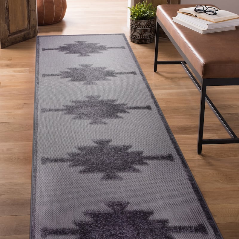 Leick Home 596643 Tegan Southwestern Indoor Outdoor Area Rug Runner 2'x8' - 2'x8'