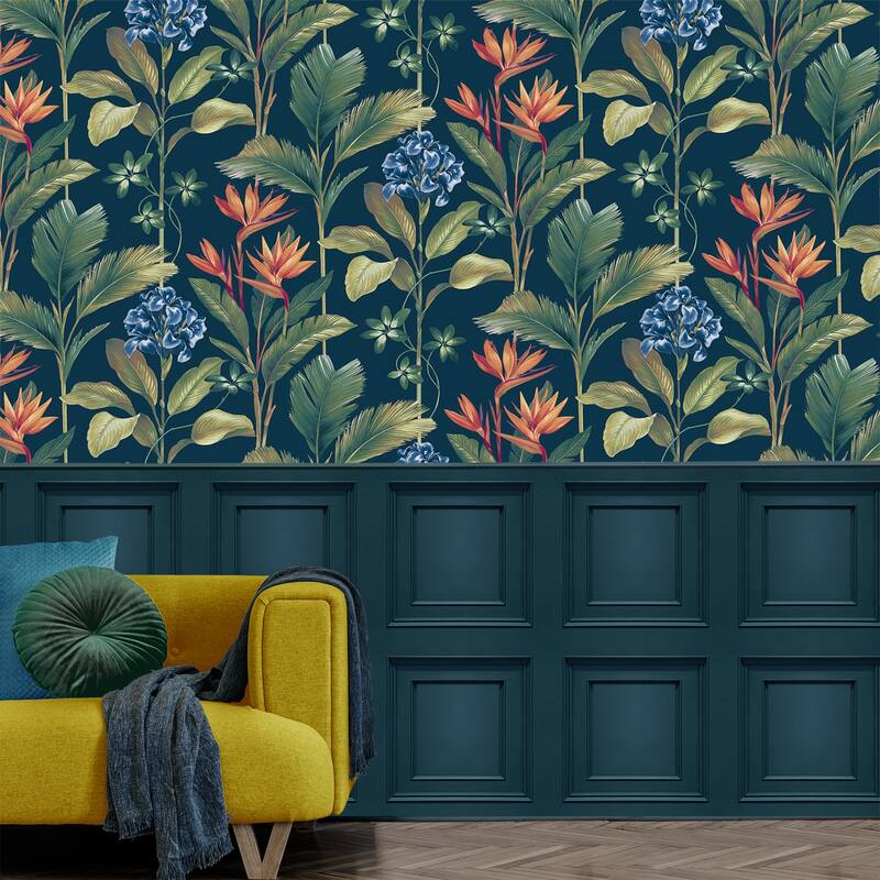 Belgravia Decor Oliana Navy Floral Wallpaper