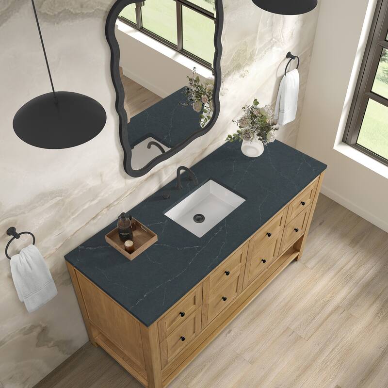 Breckenridge 60" Single Vanity, Light Natural Oak - 60S - Charcoal Soapstone
