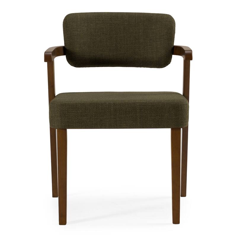 Modrest Sacks Mid-Century Modern Green Fabric & Walnut Dining Chair